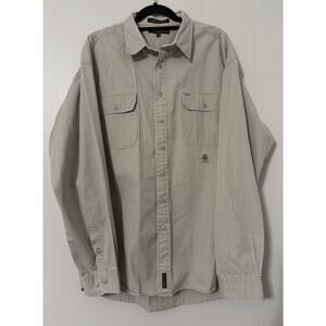 Tommy Hilfiger Vintage 90s Y2K XXL Khaki Button Up Long Sleeve Shirt